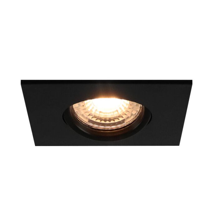 Kantelbare vierkante badkamer inbouwspot Jill, zwart, IP44