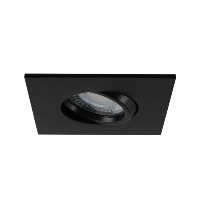 Kantelbare vierkante badkamer inbouwspot Jill, zwart, IP44