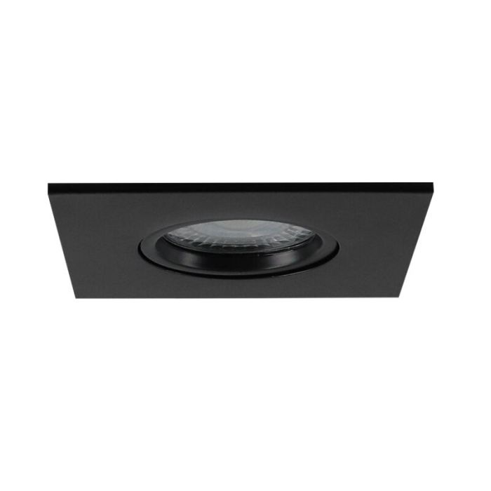 Kantelbare vierkante badkamer inbouwspot Jill, zwart, IP44
