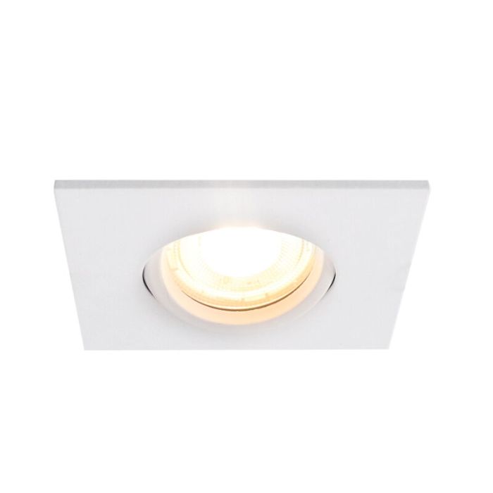 Kantelbare vierkante badkamer inbouwspot Jill, wit, IP44