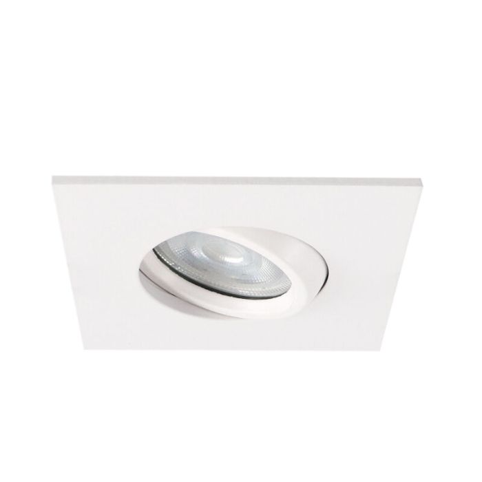 Kantelbare vierkante badkamer inbouwspot Jill, wit, IP44