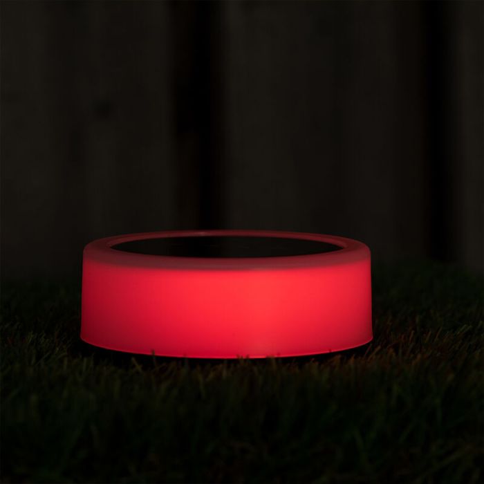 Prikspot op zonne-energie Nermin, kunststof, IP44, RGB + 2700K, met schemersensor