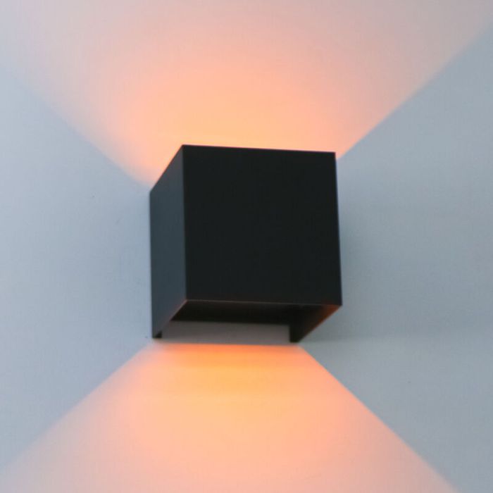 Zwarte buiten wandlamp Dion, aluminium, modern, IP65, dim-to-warm