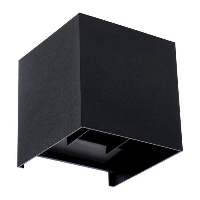 Zwarte buiten wandlamp Dion, aluminium, modern, IP65, dim-to-warm
