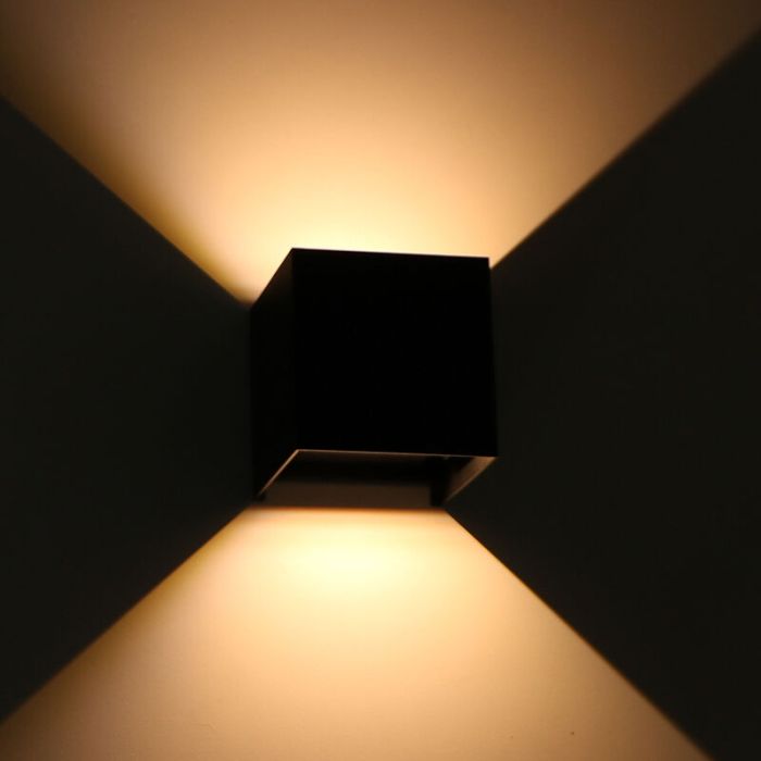 Zwarte buiten wandlamp Dion, aluminium, modern, IP65, dim-to-warm