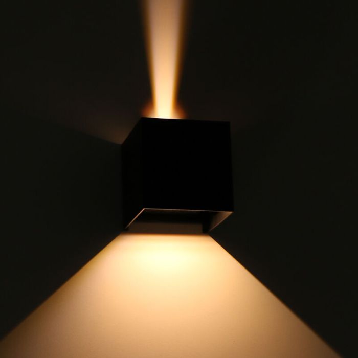 Zwarte buiten wandlamp Dion, aluminium, modern, IP65, dim-to-warm