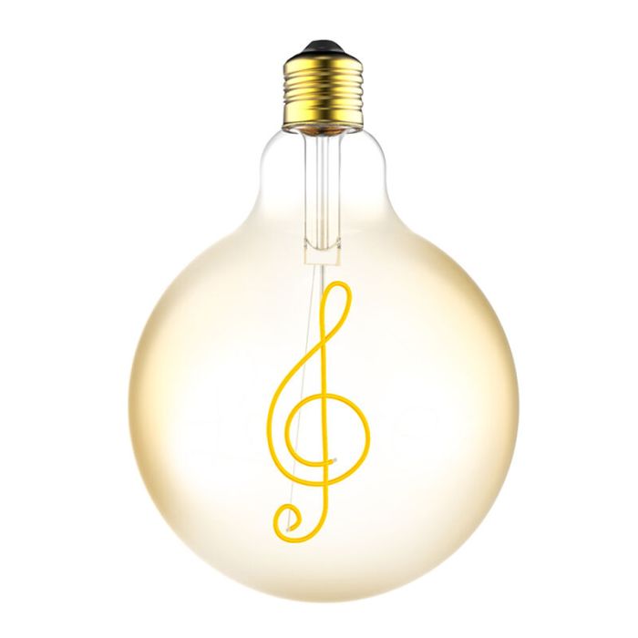 Dimbare E27 LED lamp met muzieknoot filament, G125, 4,5W, 1800K (kaarslicht)