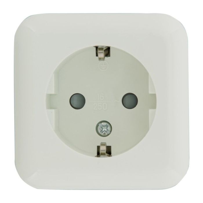 Exin Exo contactdoos, opbouw, enkelvoudig, randaarde, polarwit