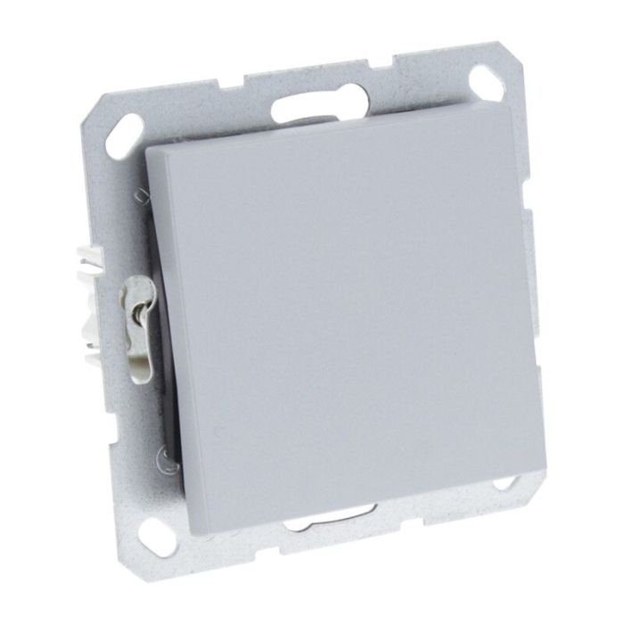 Q-Link S-Line Schakelaar Inbouw Kruis, Grijs/aluminium kleurig