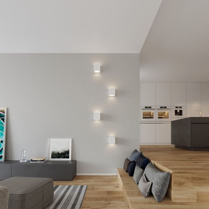 Moderne up down wandlamp Caitlin, wit, keramiek