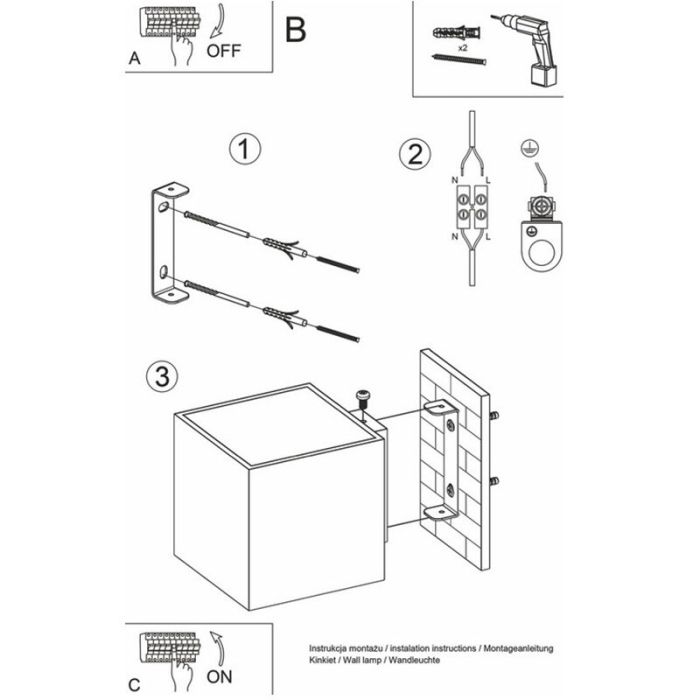 Grijze up down wandlamp Andro, aluminium