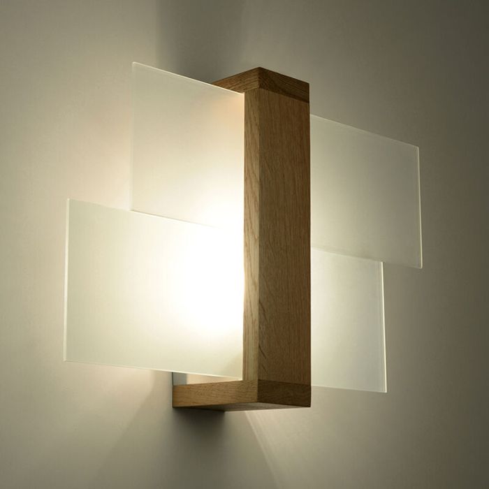 Moderne wandlamp Fouzia, bruin, hout