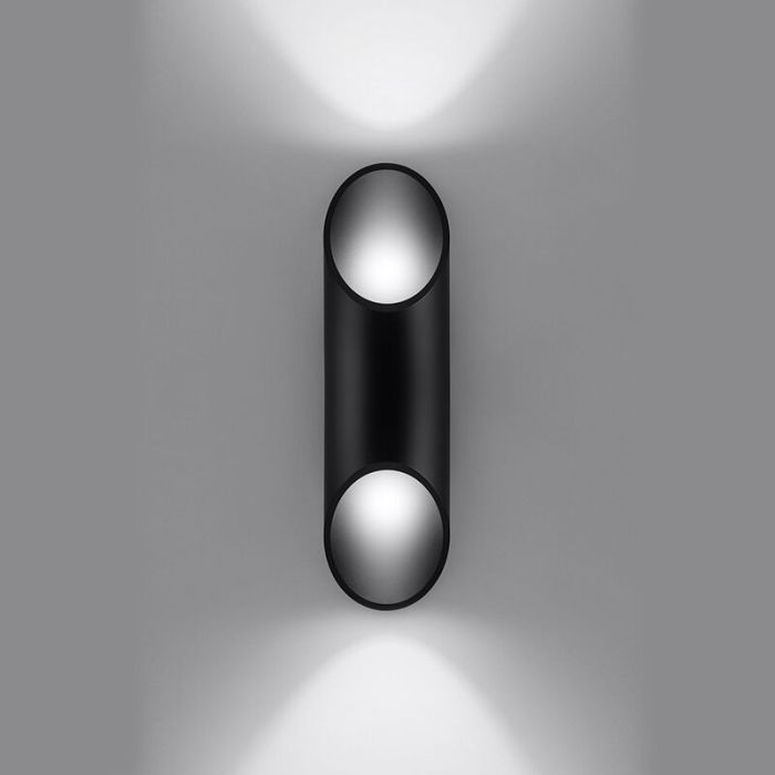 Moderne up down wandlamp Haidar, zwart, aluminium