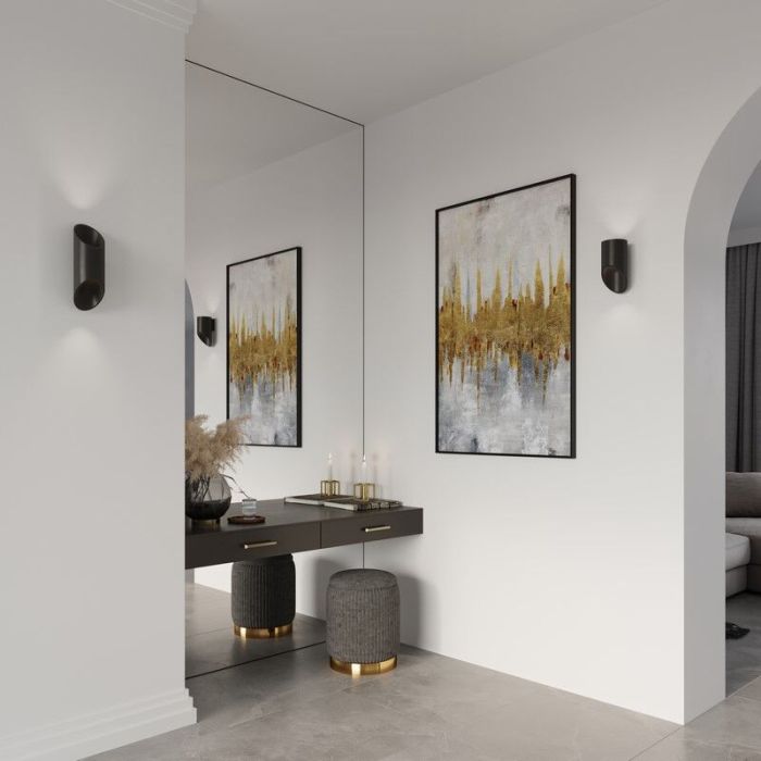 Moderne up down wandlamp Haidar, zwart, aluminium