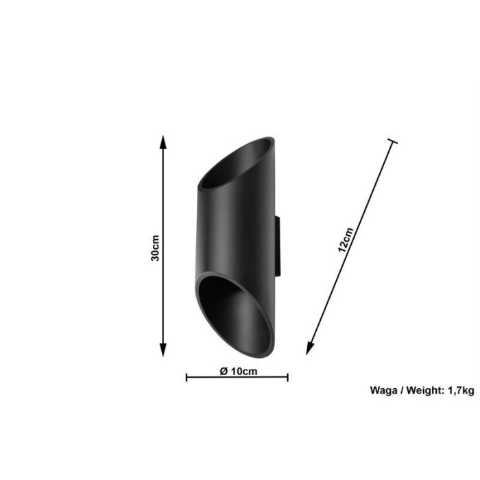 Moderne up down wandlamp Haidar, zwart, aluminium