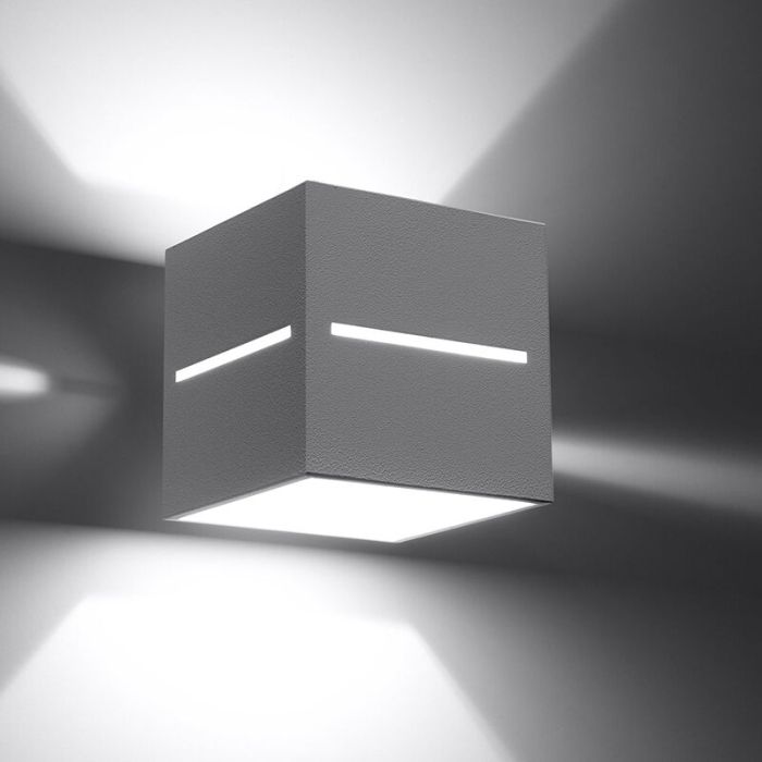 Grijze up down wandlamp Jacky, aluminium
