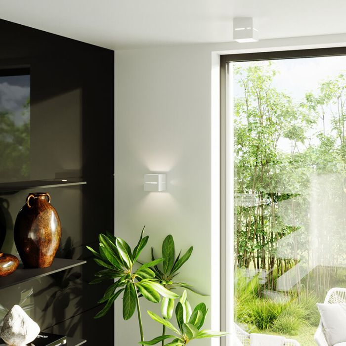 Witte up down wandlamp Jacky, aluminium