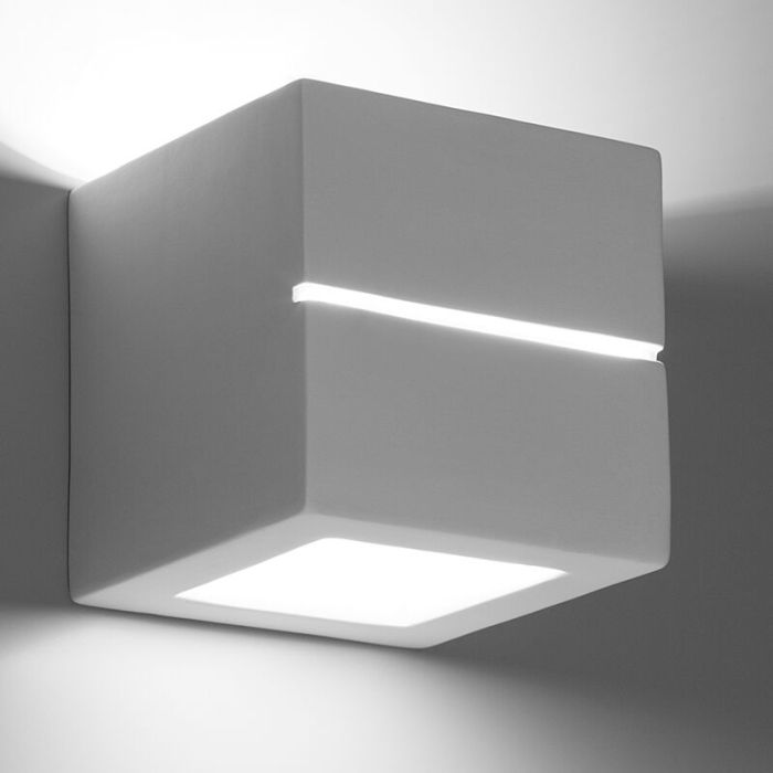 Moderne up down wandlamp Caitlin, wit, keramiek