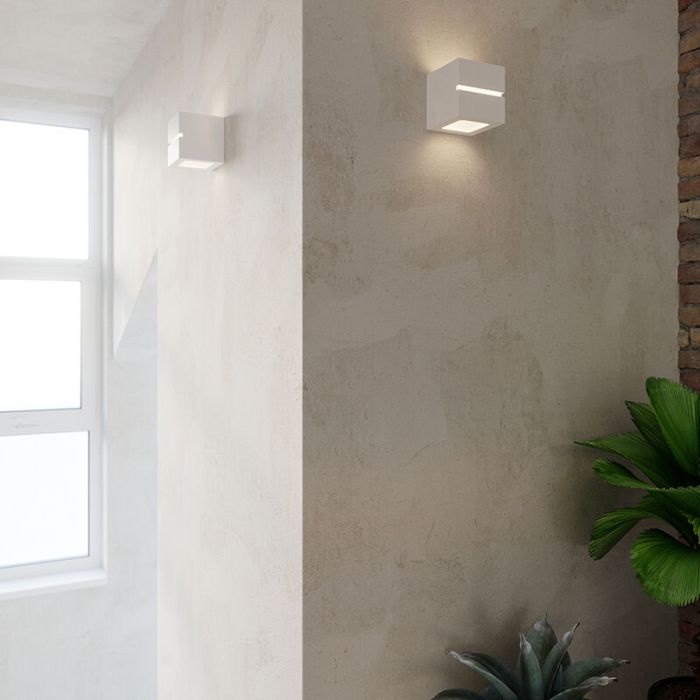 Moderne up down wandlamp Caitlin, wit, keramiek