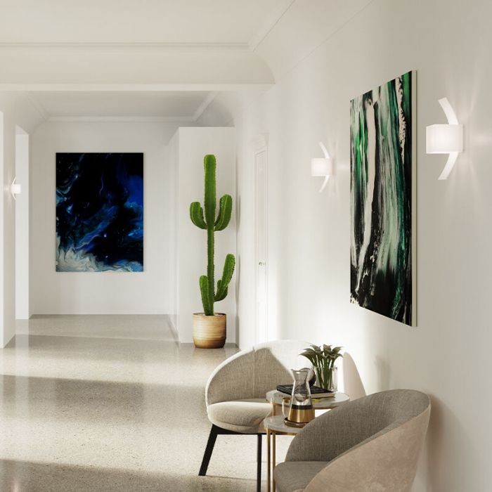 Witte up down wandlamp Jimmy, glas
