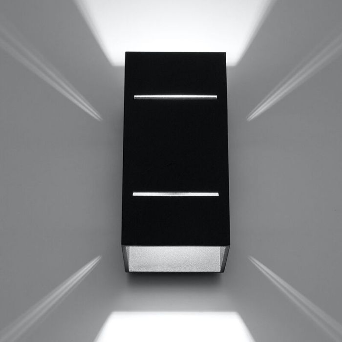 Zwarte up down wandlamp Janien, aluminium