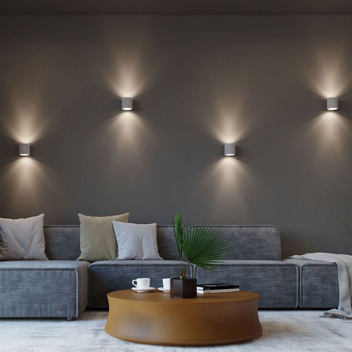 Betonnen up down wandlamp Amely, grijs