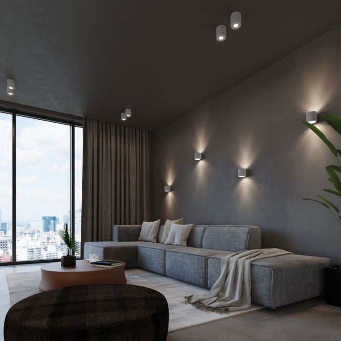 Betonnen up down wandlamp Amely, grijs