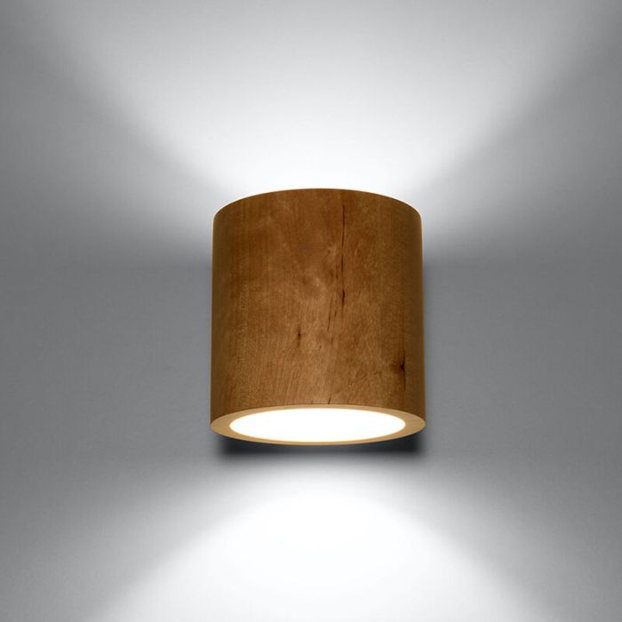 Landelijke up down wandlamp Amely, bruin, hout