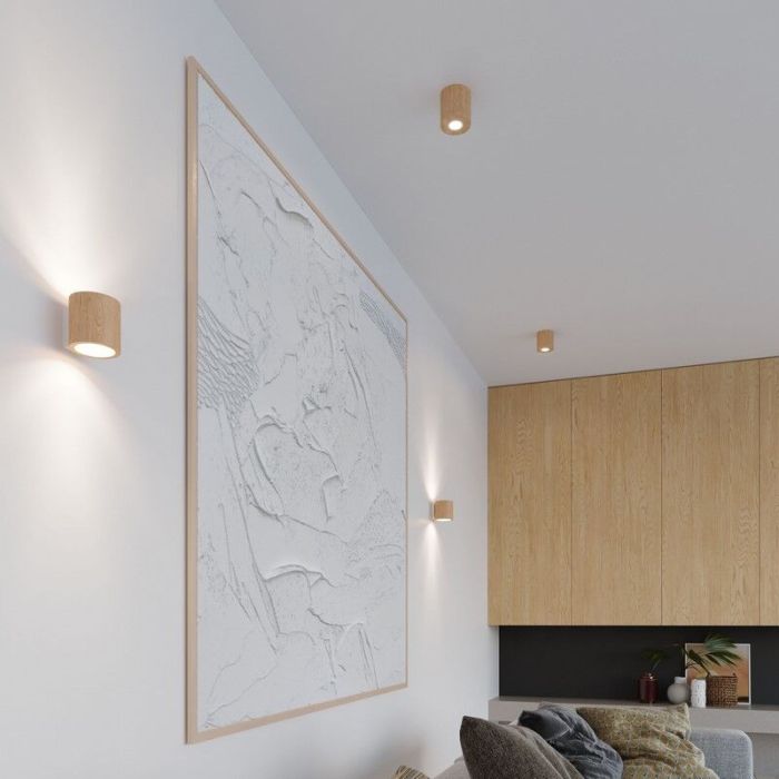 Landelijke up down wandlamp Amely, bruin, hout