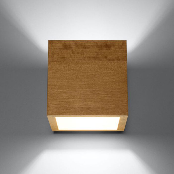 Landelijke up down wandlamp Andro, bruin, hout