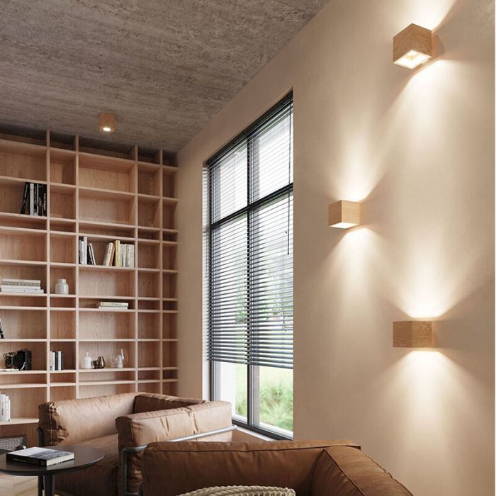 Landelijke up down wandlamp Andro, bruin, hout
