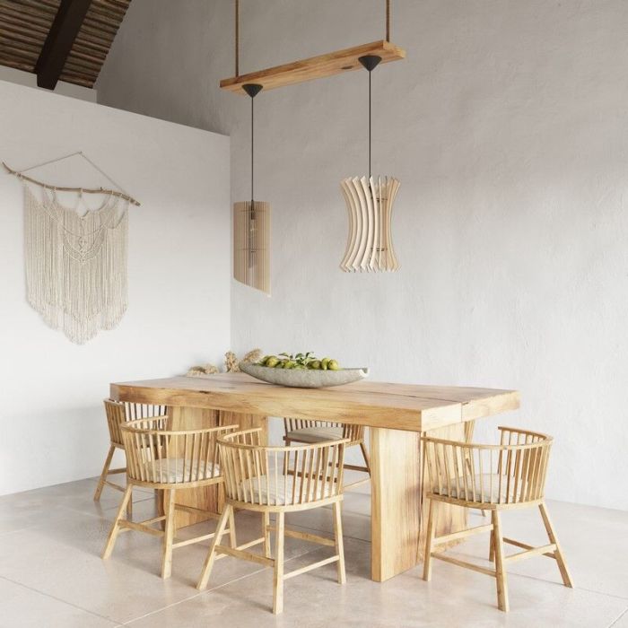 Landelijke hanglamp Goran, bruin, hout