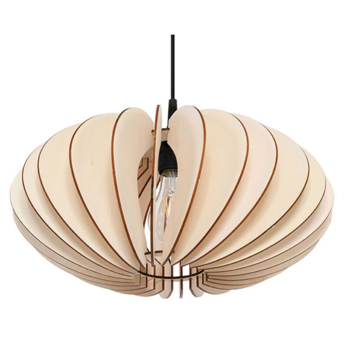 Landelijke hanglamp Halbe, bruin, hout