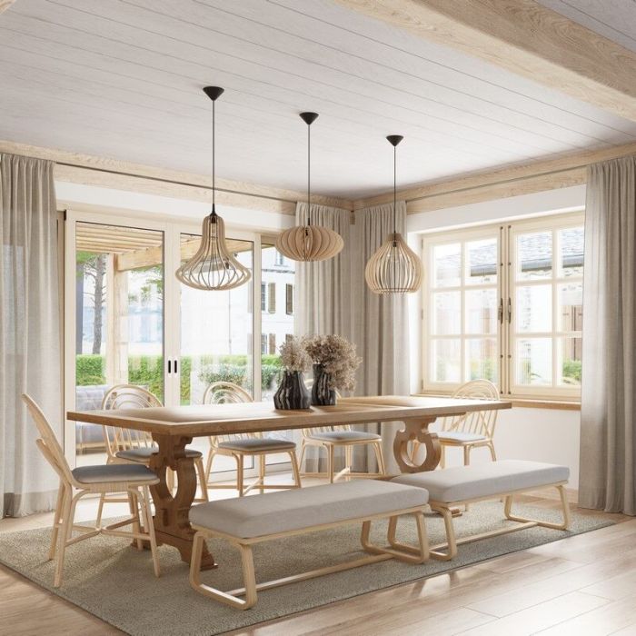 Landelijke hanglamp Halbe, bruin, hout
