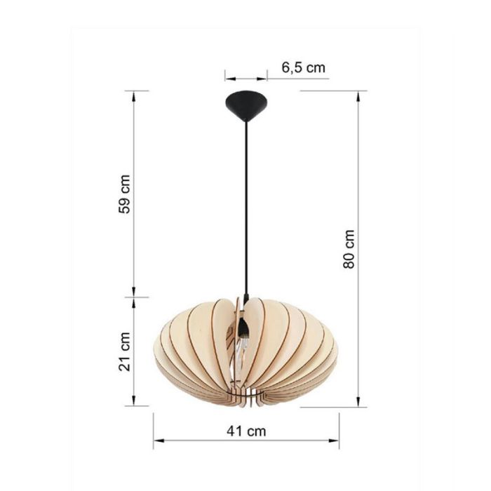 Landelijke hanglamp Halbe, bruin, hout