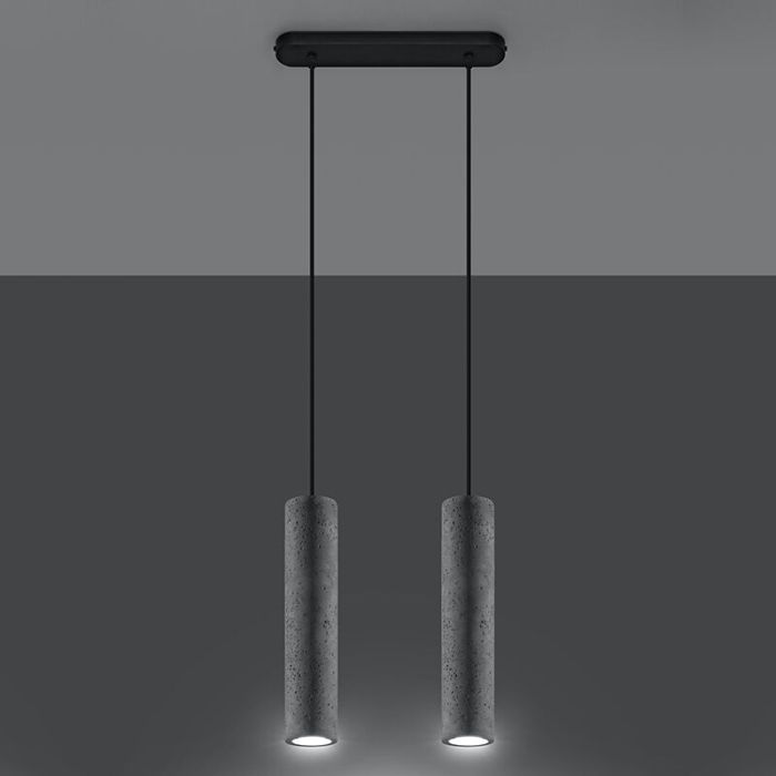 Landelijke hanglamp Feyza, grijs, beton