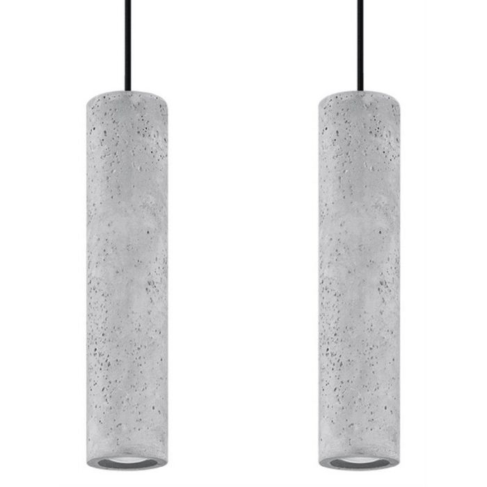 Landelijke hanglamp Feyza, grijs, beton