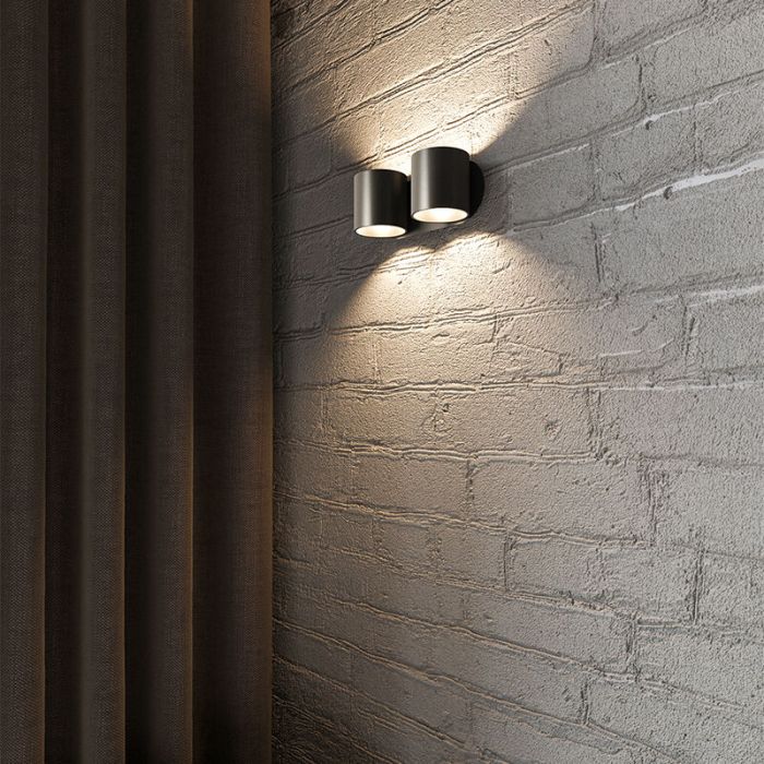 Zwarte up down wandlamp Amely, aluminium