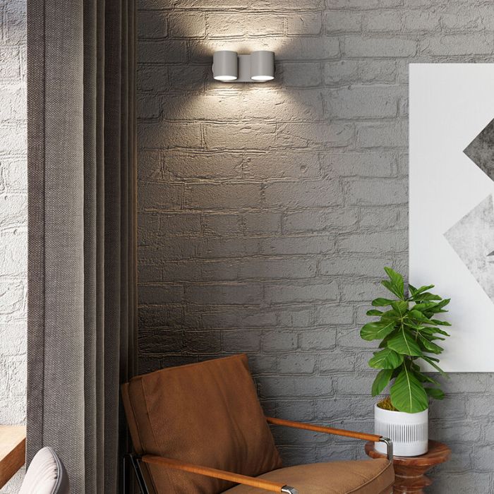 Grijze up down wandlamp Amely, aluminium