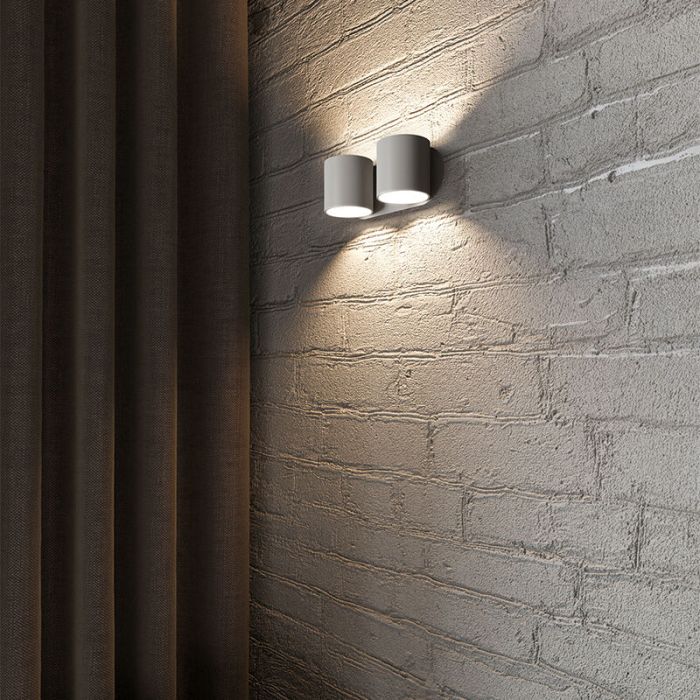 Grijze up down wandlamp Amely, aluminium