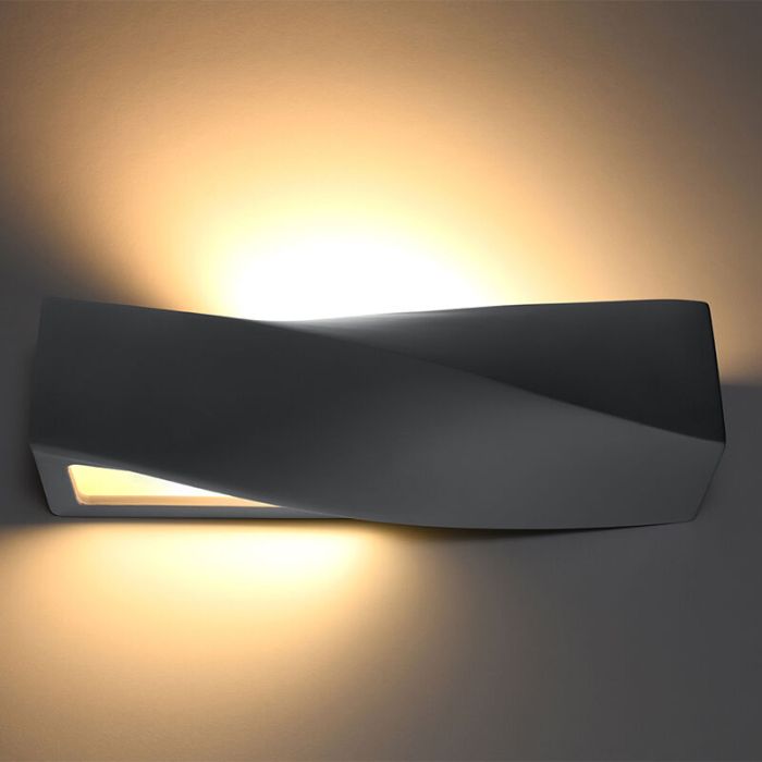 Moderne up down wandlamp Annick, grijs, keramiek