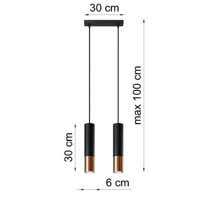 Moderne hanglamp Hediye, koper, aluminium, 2L