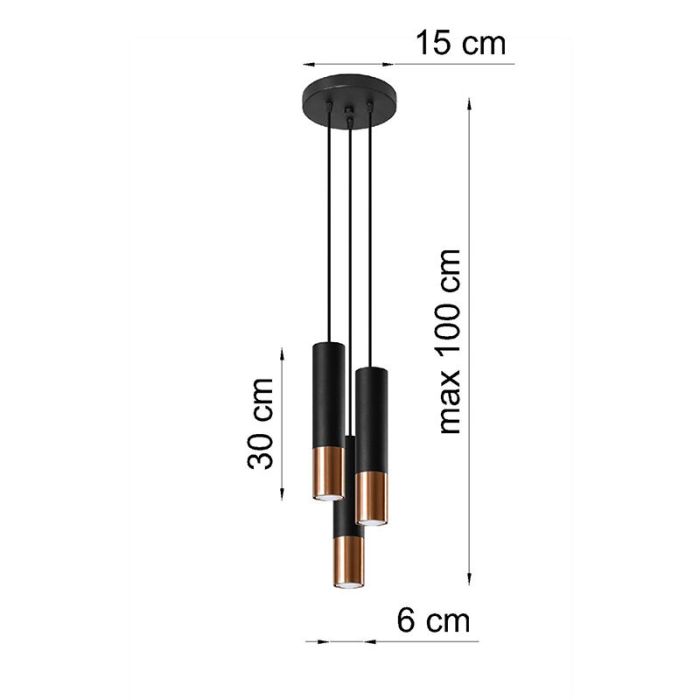 Moderne hanglamp Hediye, koper, aluminium, 3L