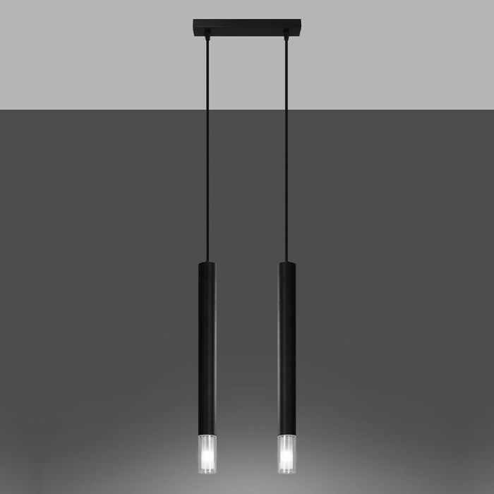 Moderne hanglamp Ishani, zwart, staal, 2L