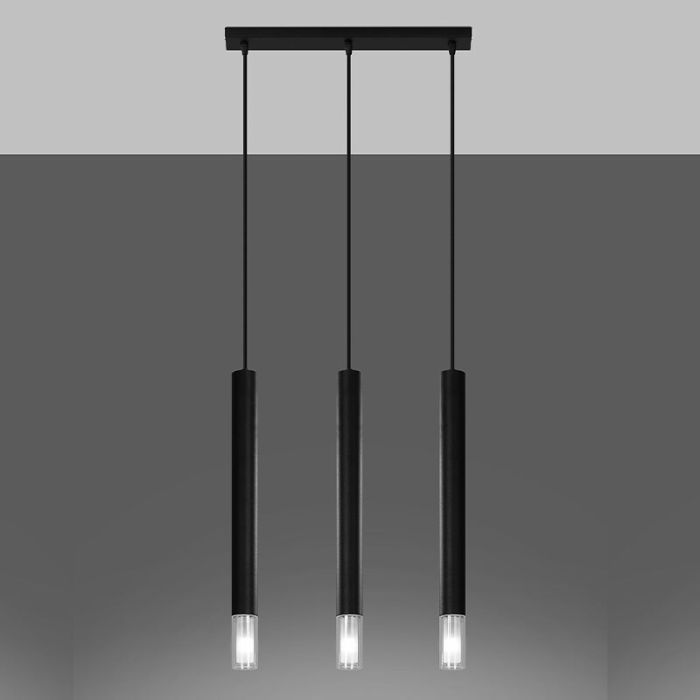 Moderne hanglamp Ishani, zwart, staal, 3L