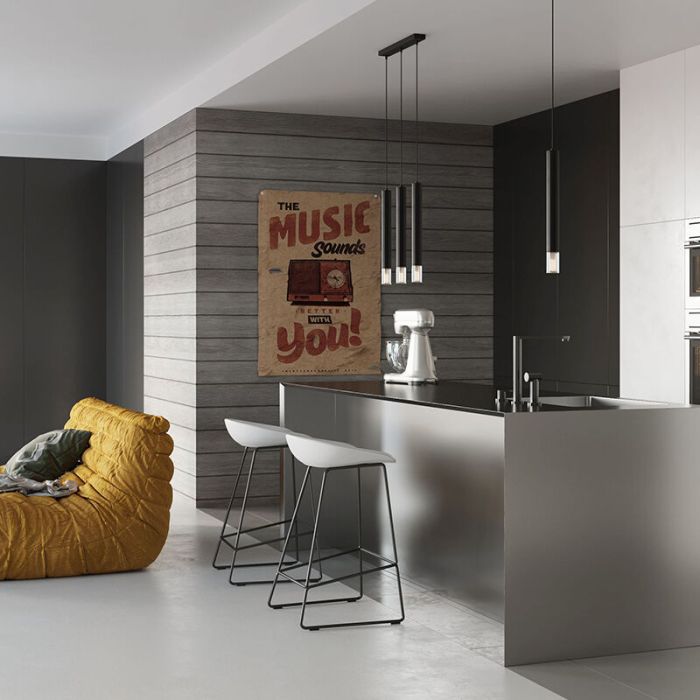 Moderne hanglamp Ishani, zwart, staal, 3L
