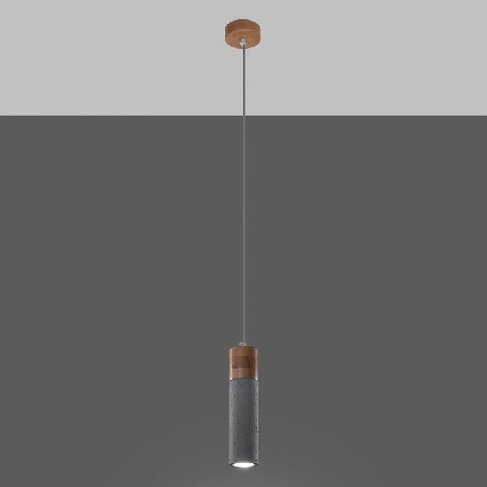 Landelijke hanglamp Ferron, grijs, beton