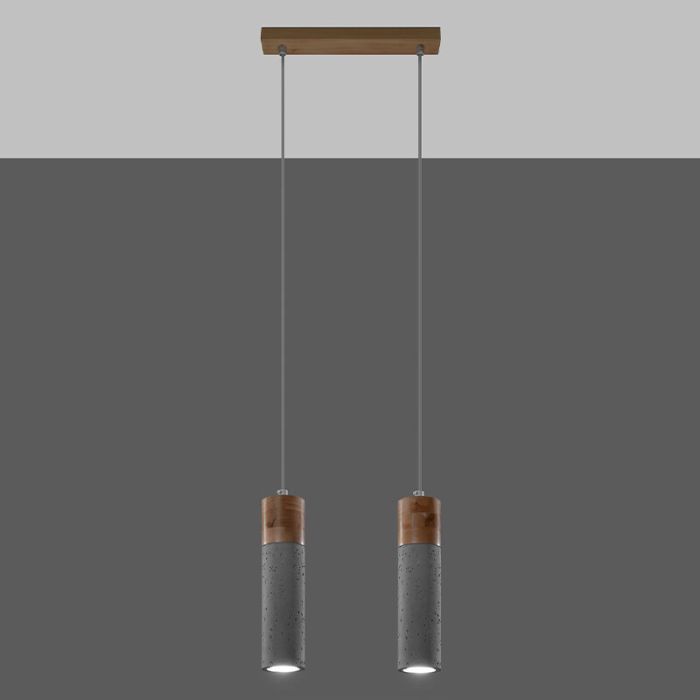 Landelijke hanglamp Ferron, grijs, beton