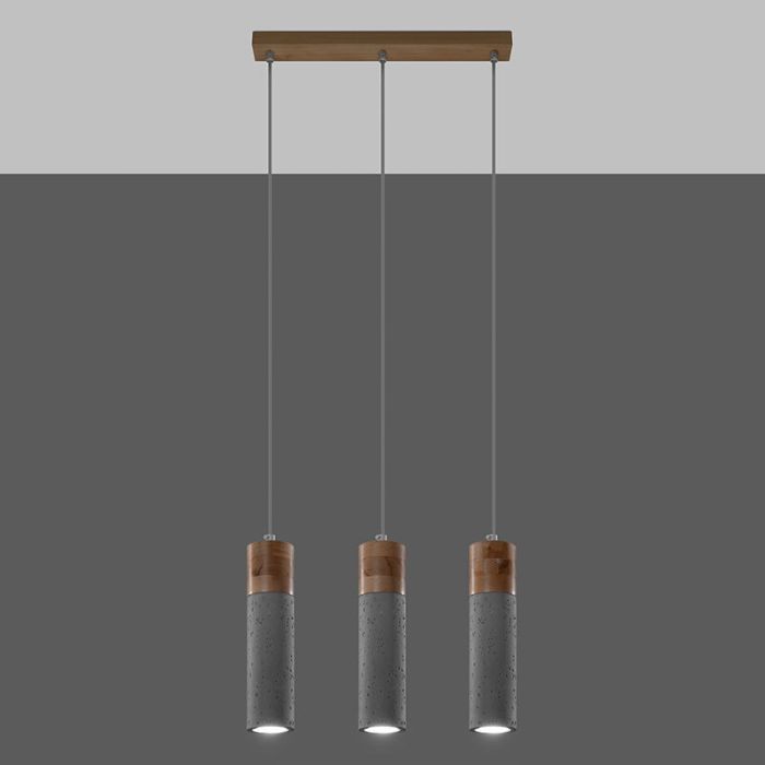 Landelijke hanglamp Ferron, grijs, beton