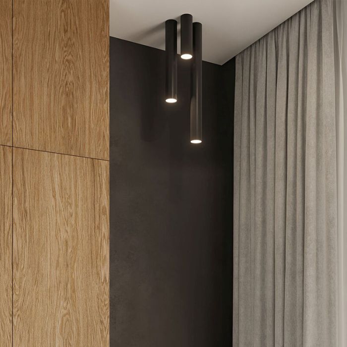 Zwarte opbouwspot Harley, aluminium, 60 cm